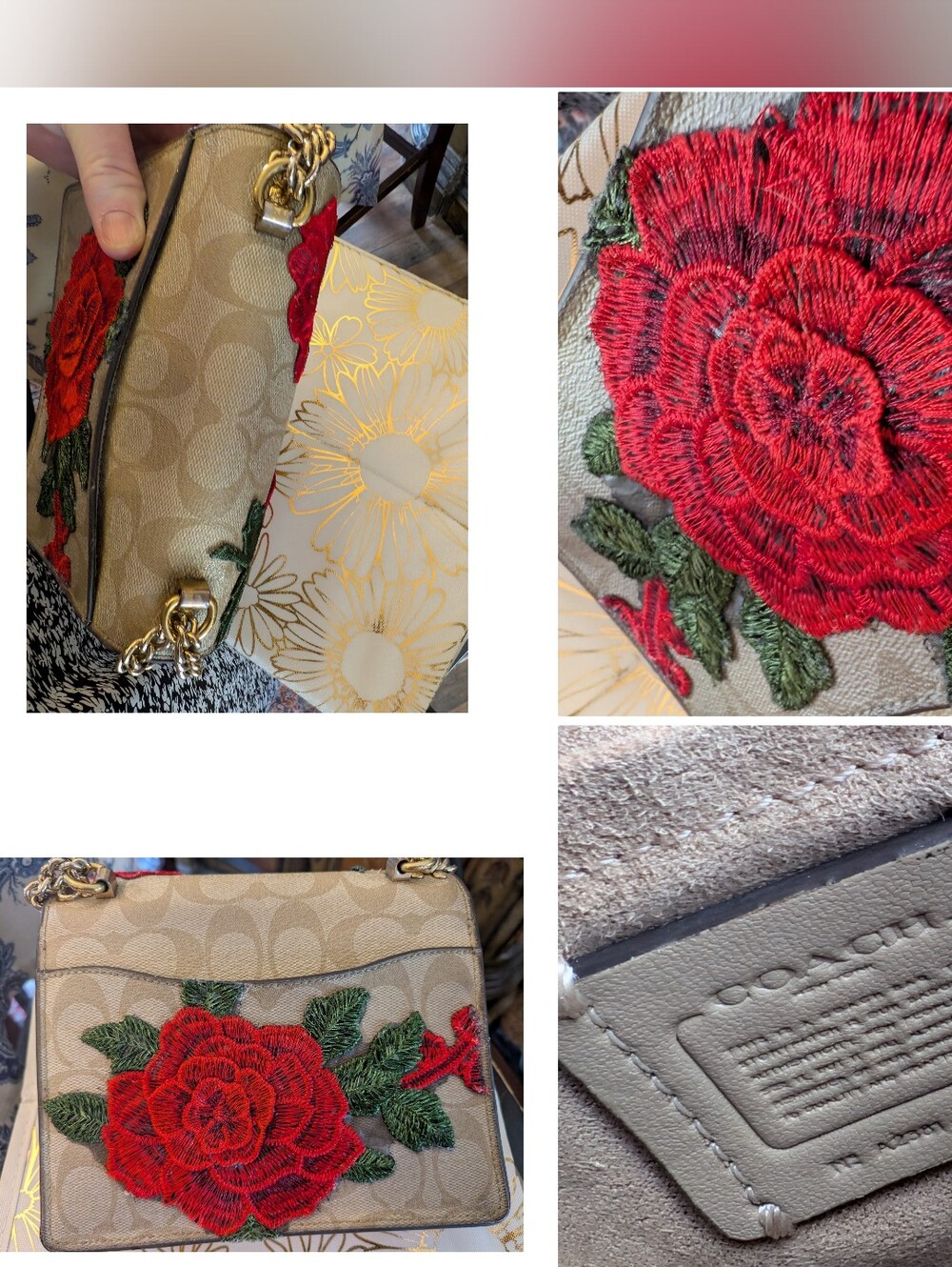 Coach Klare Rose Embroidered Crossbody Handbag - Picture 16 of 16
